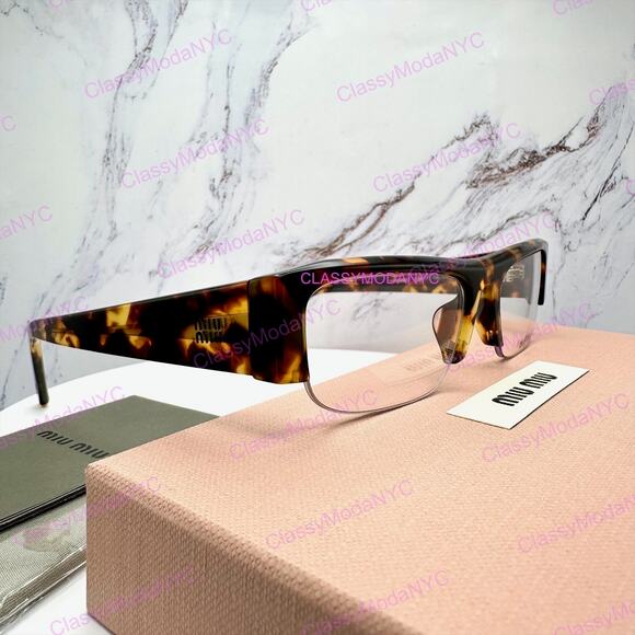 NEW MIU MIU Sunglasses Honey Havana Brown Vedette Clear Blue Light Lens main image 16